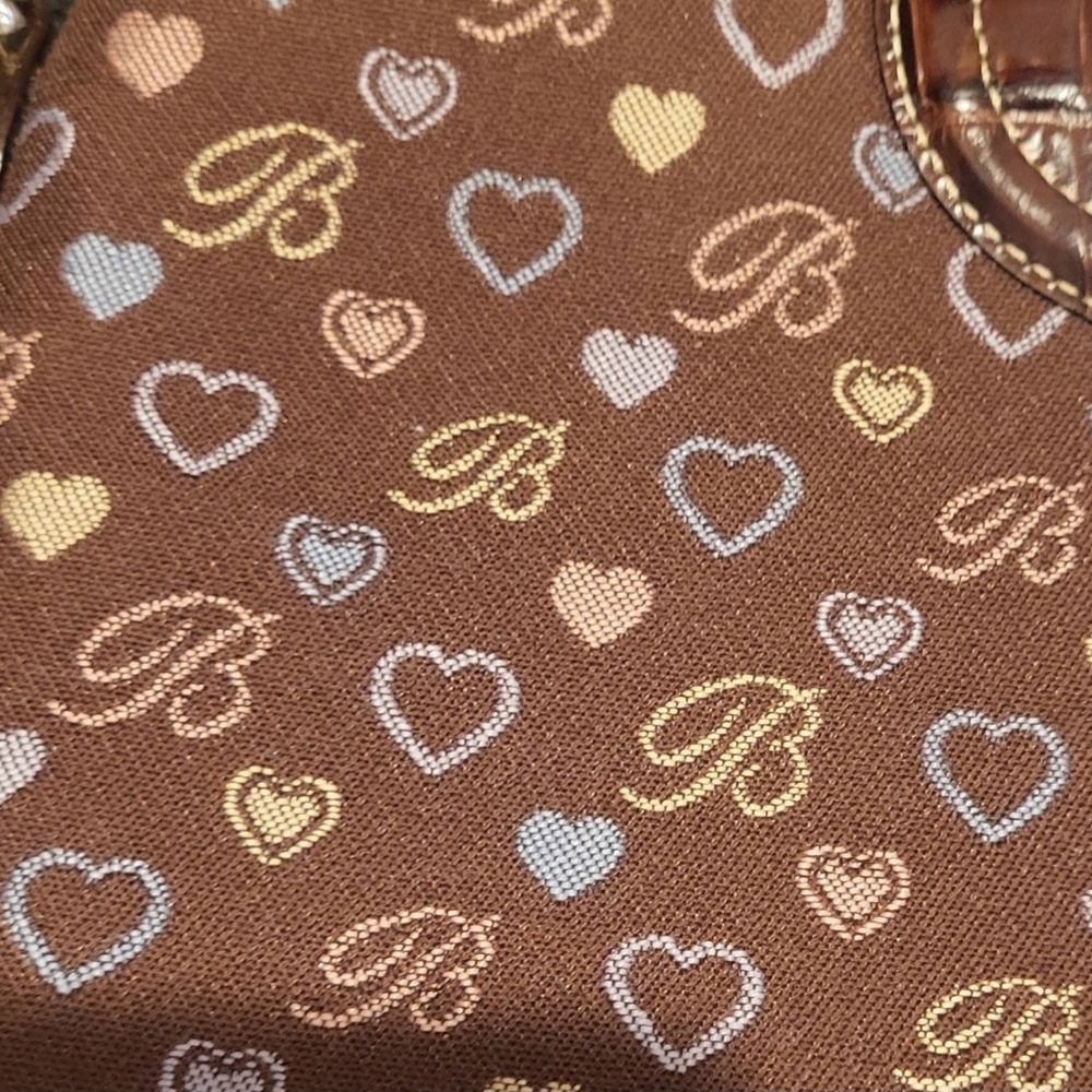 Brighton Brown Heart Pattern Women's Bag Purse Braided Strap - Picture 7 of 15
